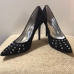 GUESS size 8.5 black suede studded stiletto